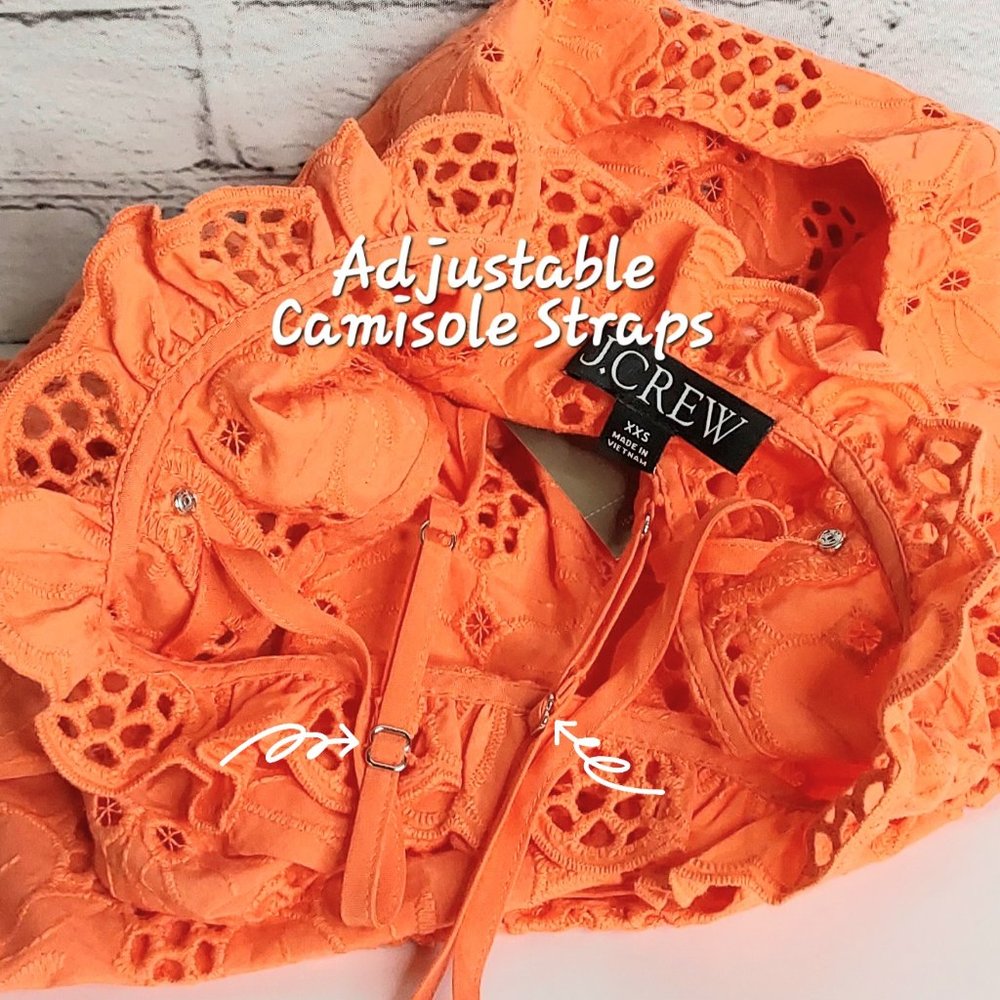 J.CREW 'FLEUR' 2 PIECE EYELET  RUFFLE TOP & CAMI SET NEW - Picture 6 of 16